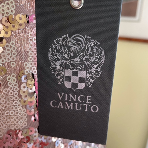 NWT Vince Camuto Sequin Blush Rose Gold Metallic Sheath Dress 14 (fits like 12) - Picture 13 of 16